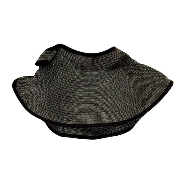 Sun Visor Hat Wide Brim Brown Woven Bow Adjustable Outdoor Shade Travel Packable - Picture 5 of 7